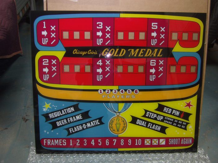 1973 Chicago Coin GOLD MEDAL Upper Backglass