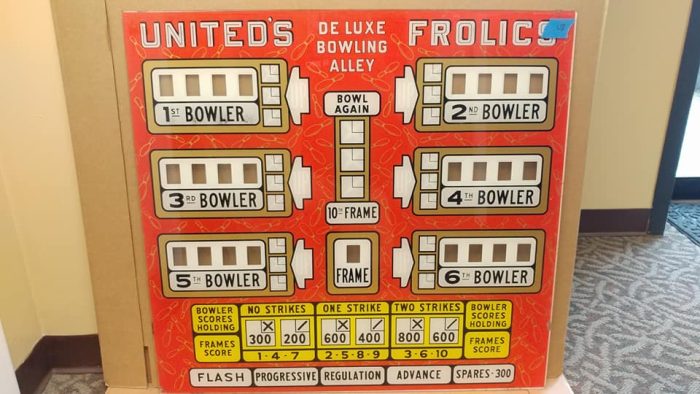 1961 United Frolics Used Upper Backglass U8