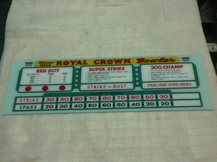 1962 Chicago Coin ROYAL CROWN Lower Back Glass