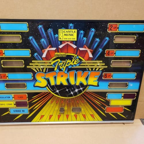 Used 1983 United Triple Strike Shuffle Bowling Machine Backglass #1