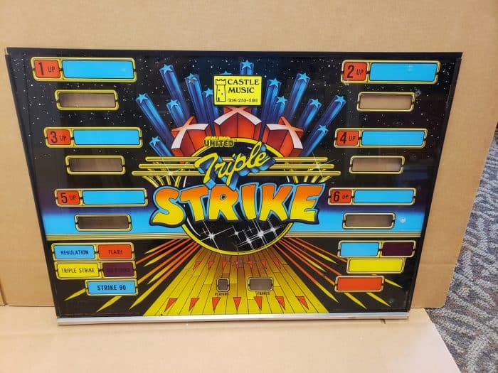 Used 1983 United Triple Strike Shuffle Bowling Machine Backglass #1