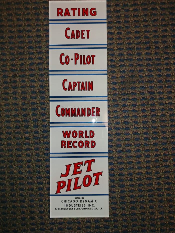 1959 Chicago Coin Jet Pilot Rating Backglass