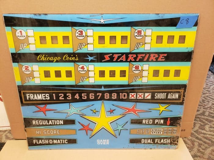 1968 Chicago Coin Starfire Used Upper Backglass C8-2