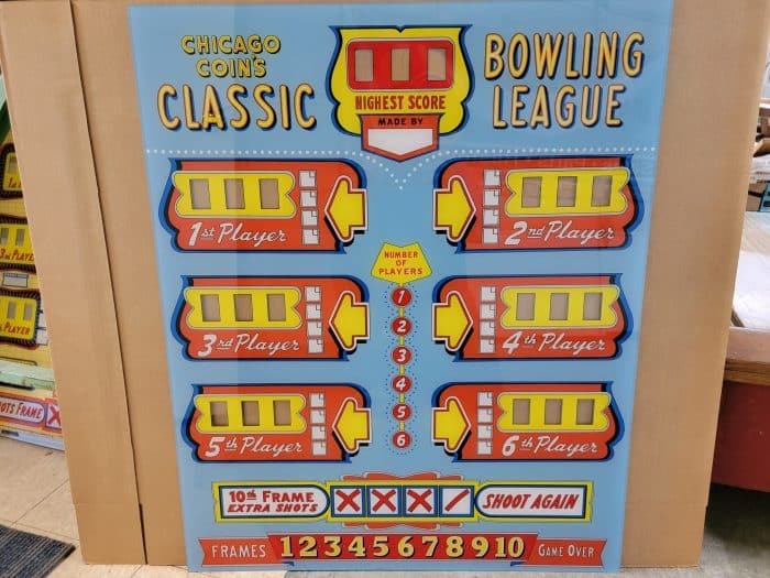 1957 Chicago Coin Classic Bowling League Upper Backglass