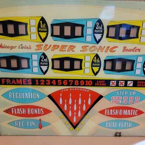 1965 Chicago Coin Super Sonic Used Upper Backglass CC7