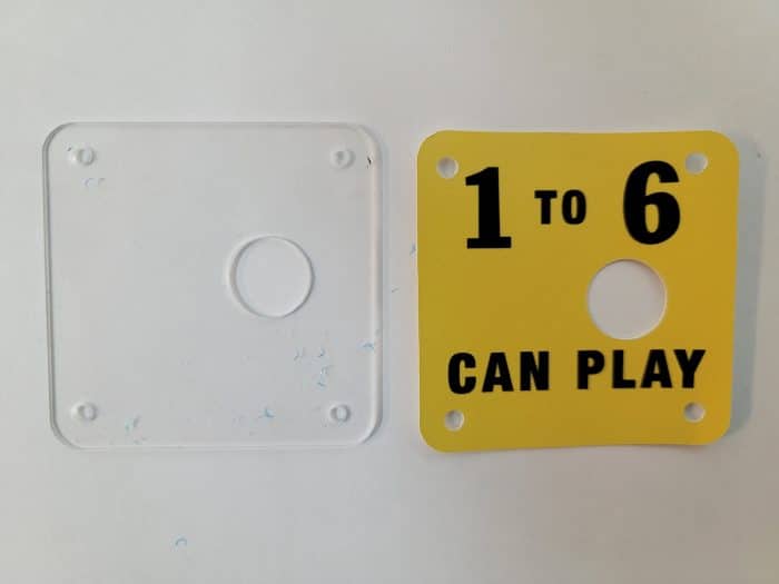 1 to 6 Can Play Placard Yellow